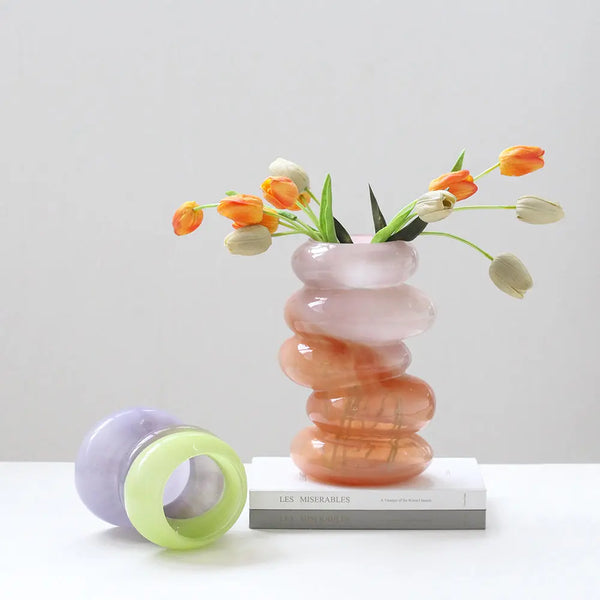 Cloudnola Swirl Vase Peach - Sculptural Peach Glass Vase | Cloudnola