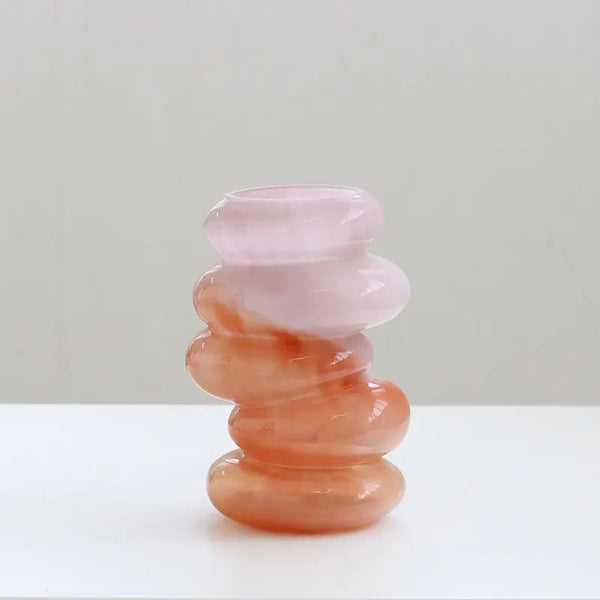 cloudnola Swirl Vase Peach - Sculptural Peach Glass Vase | Cloudnola