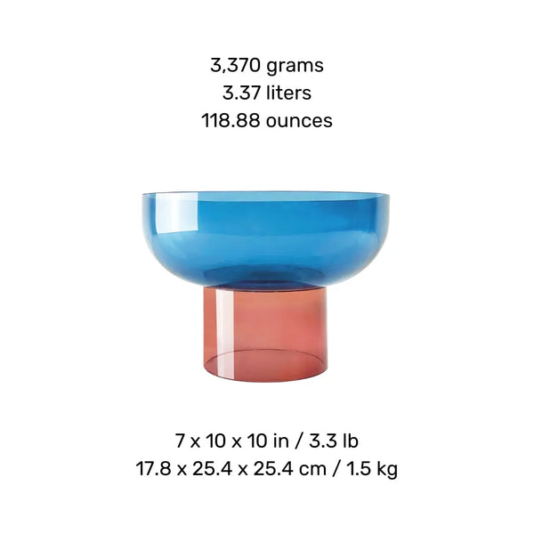 cloudnola Tip Top XL Blue & Pink – Blue Glass Fruit Bowl | Cloudnola