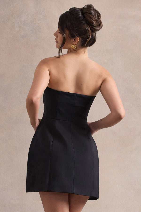 Club L Anniston Black Bandeau Tailored Buttoned Mini Dress