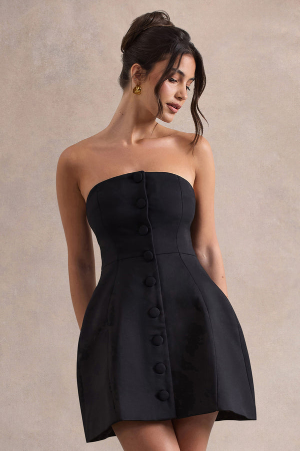 Club L Anniston Black Bandeau Tailored Buttoned Mini Dress
