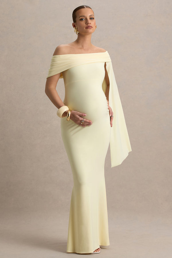 club l Aquila Lemon Bardot Maternity Maxi Dress With Drape Sleeve
