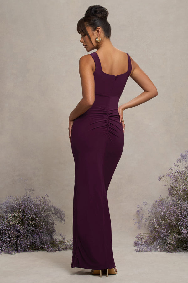 Club L Avril Plum Square Neck Maternity Maxi Dress With Split