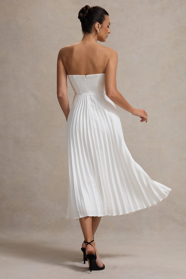 Club L Bordeaux Cream Satin Corset Style Midi Dress