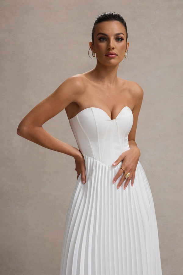 Club L Bordeaux Cream Satin Corset Style Midi Dress