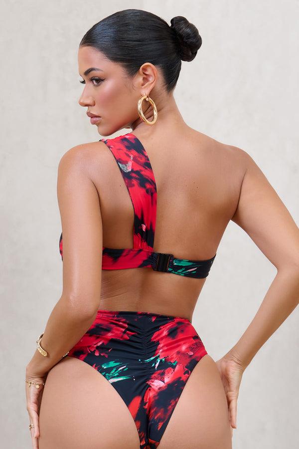 Club L Bowline Multi Print One Shoulder Knotted Bikini Top