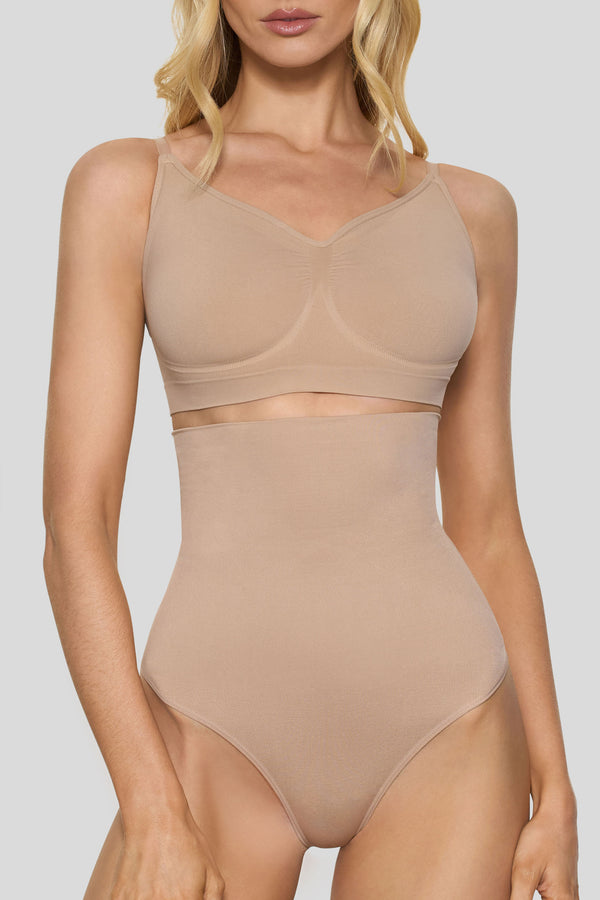 Club L BOOMBA Beige High-Waisted Thong Shapewear