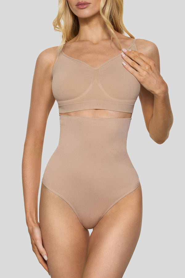 club l BOOMBA Beige High-Waisted Thong Shapewear