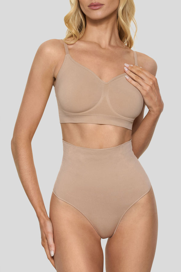 Club L BOOMBA Beige Short-Waisted Thong Shapewear