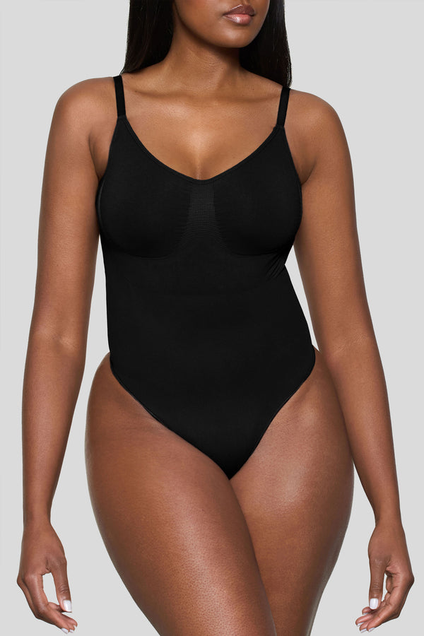 club l BOOMBA Black Bodysuit Thong Shapewear