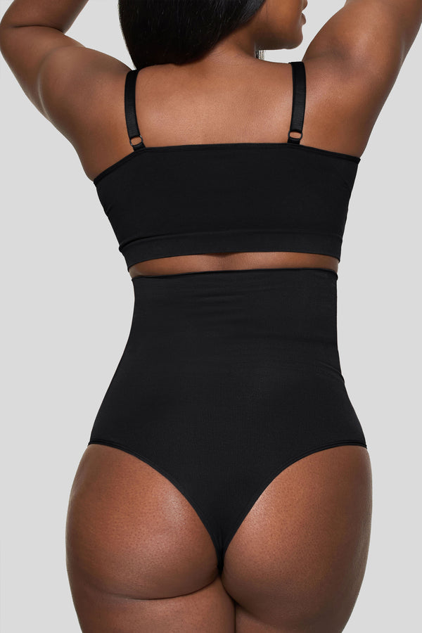 Club L BOOMBA Black High-Waisted Thong Shapewear