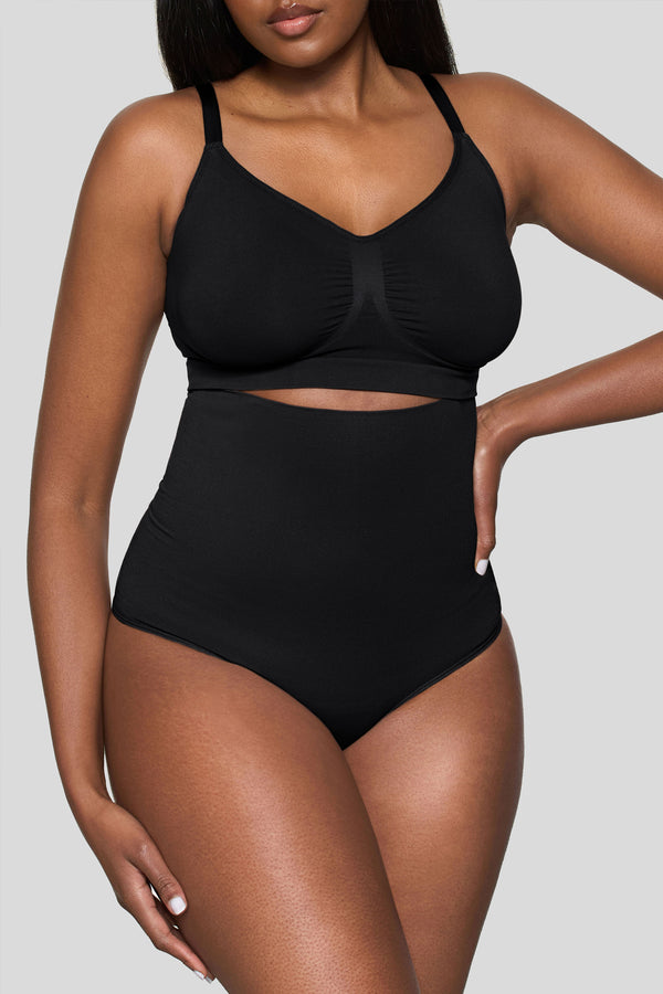 Club L BOOMBA Black High-Waisted Thong Shapewear