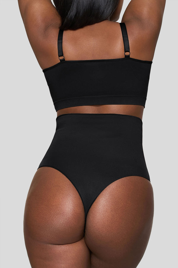 Club L BOOMBA Black Short-Waisted Thong Shapewear