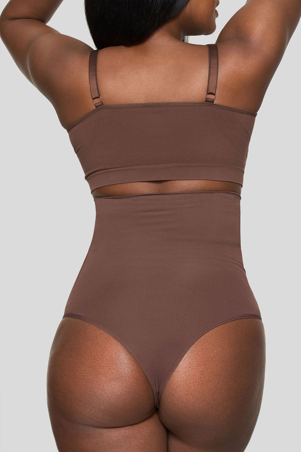 Club L BOOMBA Cocoa High-Waisted Thong Shapewear