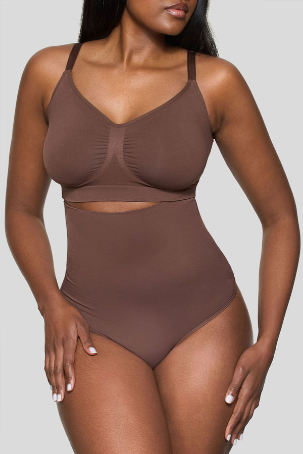 Club L BOOMBA Cocoa High-Waisted Thong Shapewear