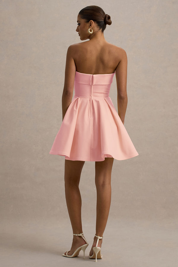 Club L Bruna Light Pink Bandeau Skater Mini Dress
