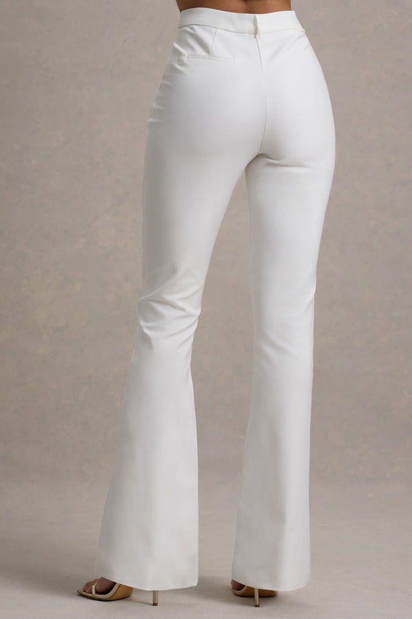 Club L Carina White Flared-Leg Tailored Trousers