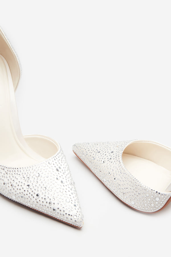 Club L Catcher Ivory Diamante Pointed Court Heels