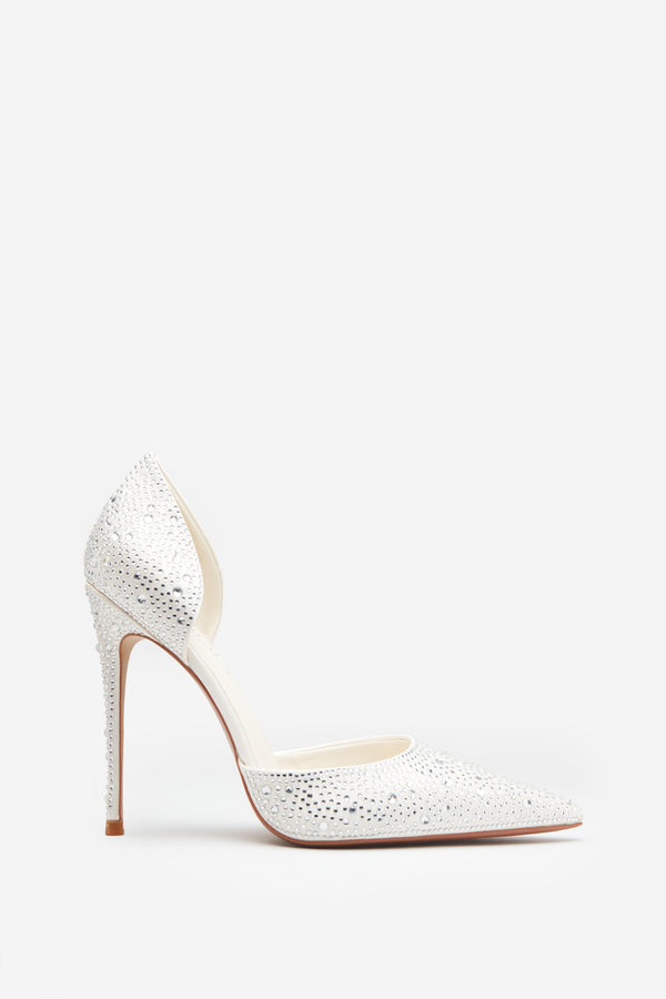 club l Catcher Ivory Diamante Pointed Court Heels