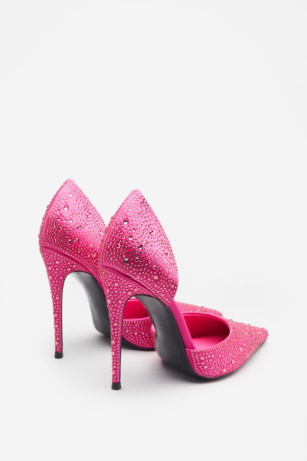 Club L Catcher Pink Diamante Pointed Court Heels