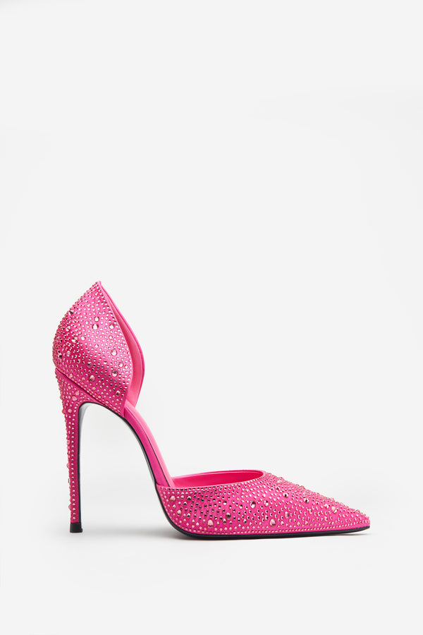 club l Catcher Pink Diamante Pointed Court Heels