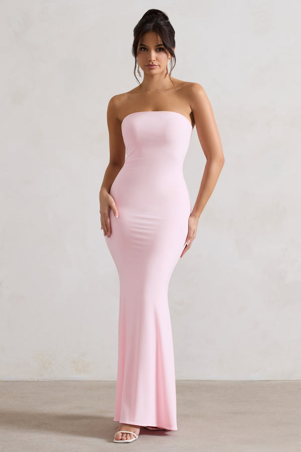 Club L Ceremony Pink Bandeau Maxi Dress