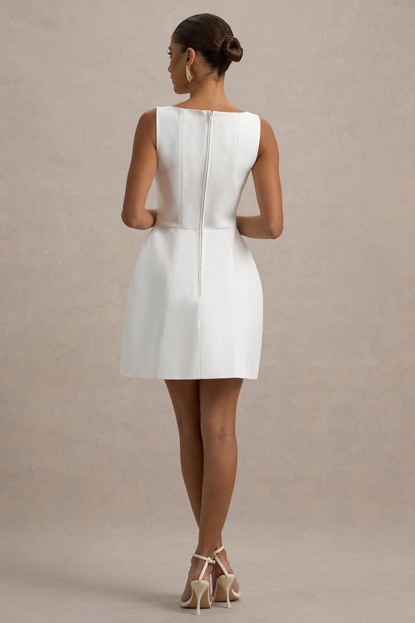 Club L Cheri White Tailored Sleeveless Mini Dress