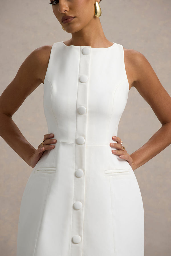 Club L Cheri White Tailored Sleeveless Mini Dress