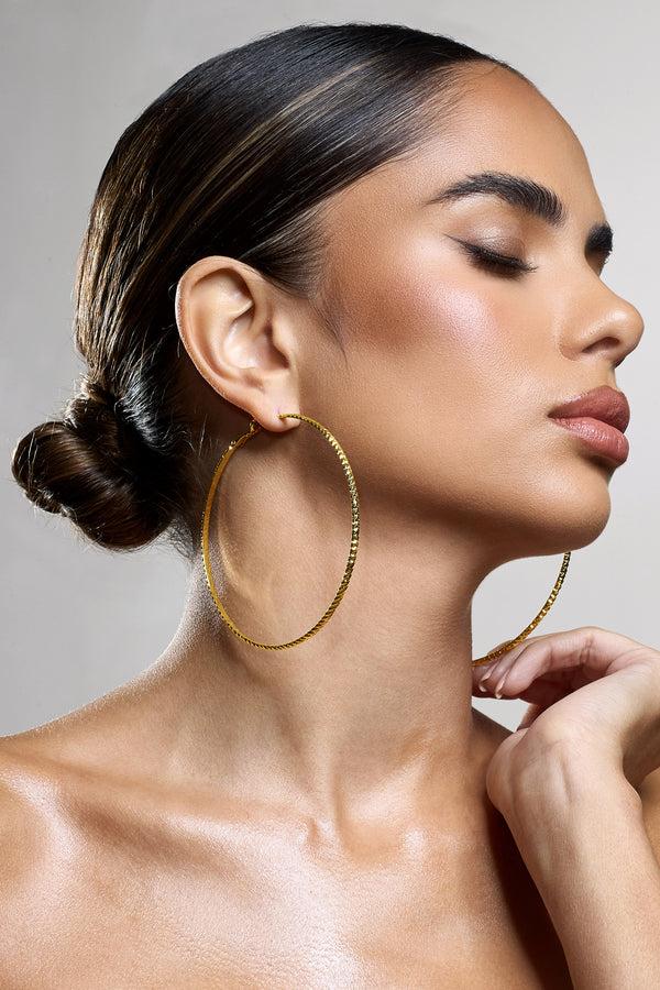 Club L Deia Gold Ribbed Hoop Earrings