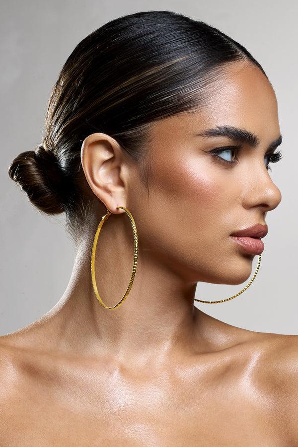 Club L Deia Gold Ribbed Hoop Earrings