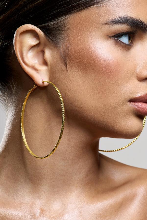 Club L Deia Gold Ribbed Hoop Earrings