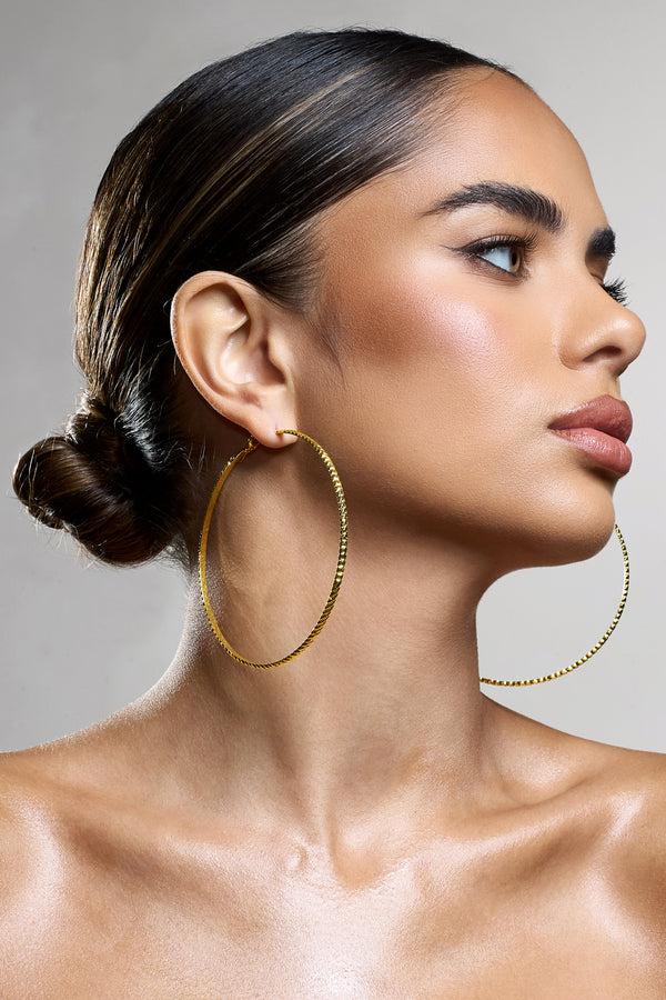 club l Deia Gold Ribbed Hoop Earrings