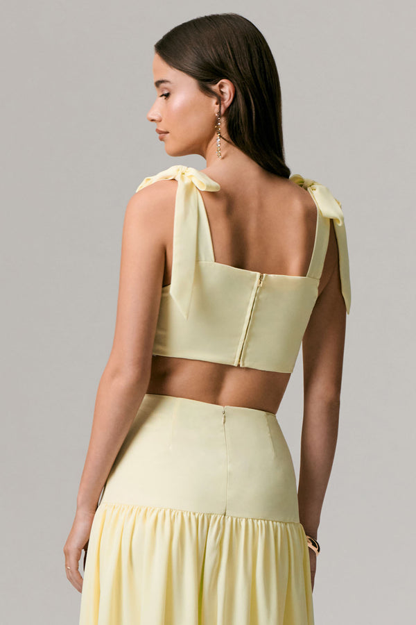 Club L Elodie Lemon Tie-Strap Crop Top