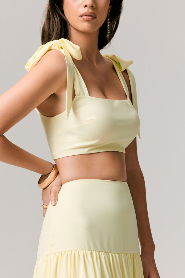 Club L Elodie Lemon Tie-Strap Crop Top