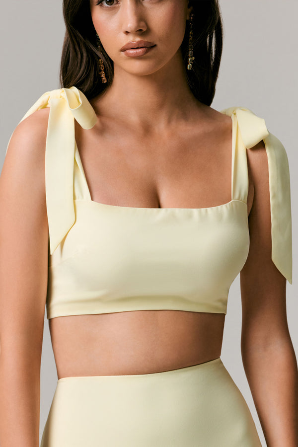 Club L Elodie Lemon Tie-Strap Crop Top