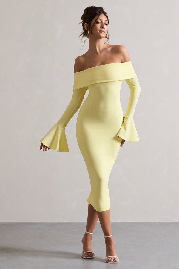 club l Emma Lemon Bardot Flared-Sleeve Midi Dress