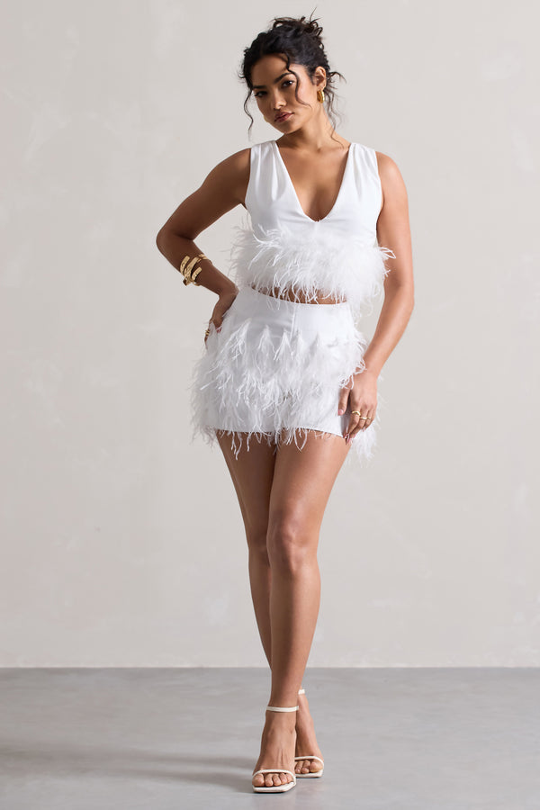 Club L Encore White Feather Shorts
