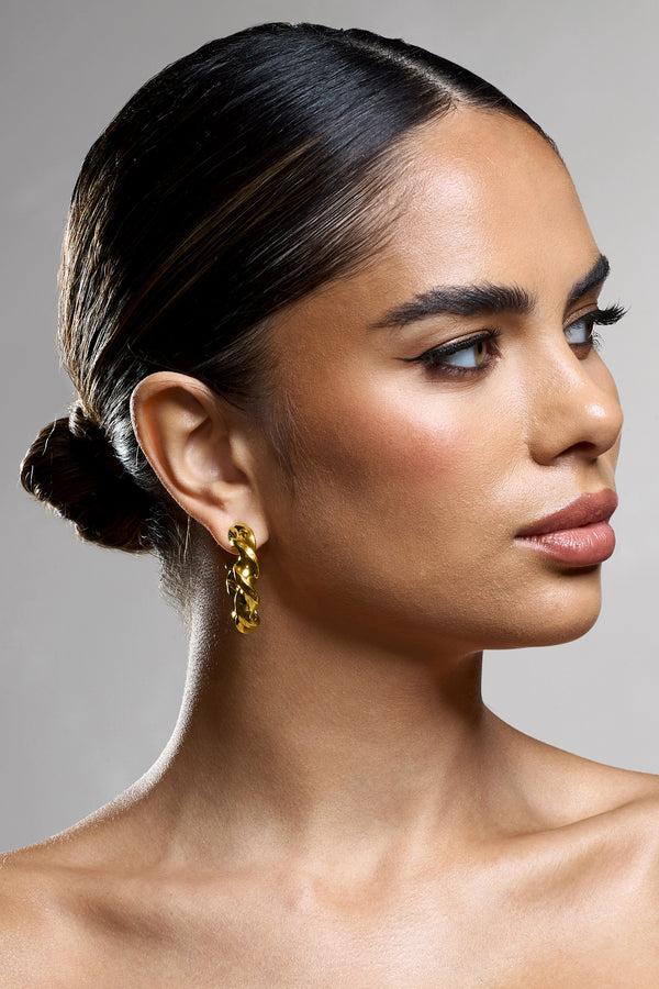 Club L Greta Gold Twisted Hoop Earrings