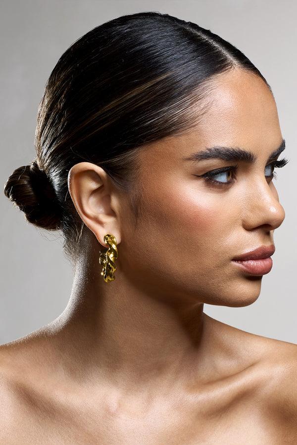 Club L Greta Gold Twisted Hoop Earrings