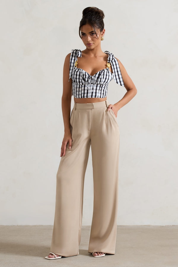 Club L Hastings Stone High-Waist Wide-Leg Trousers