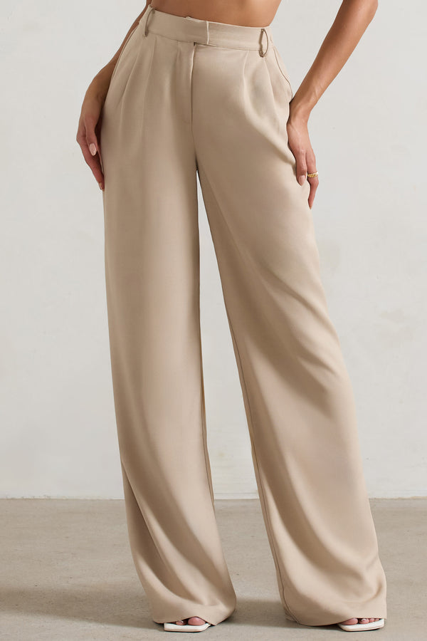Club L Hastings Stone High-Waist Wide-Leg Trousers