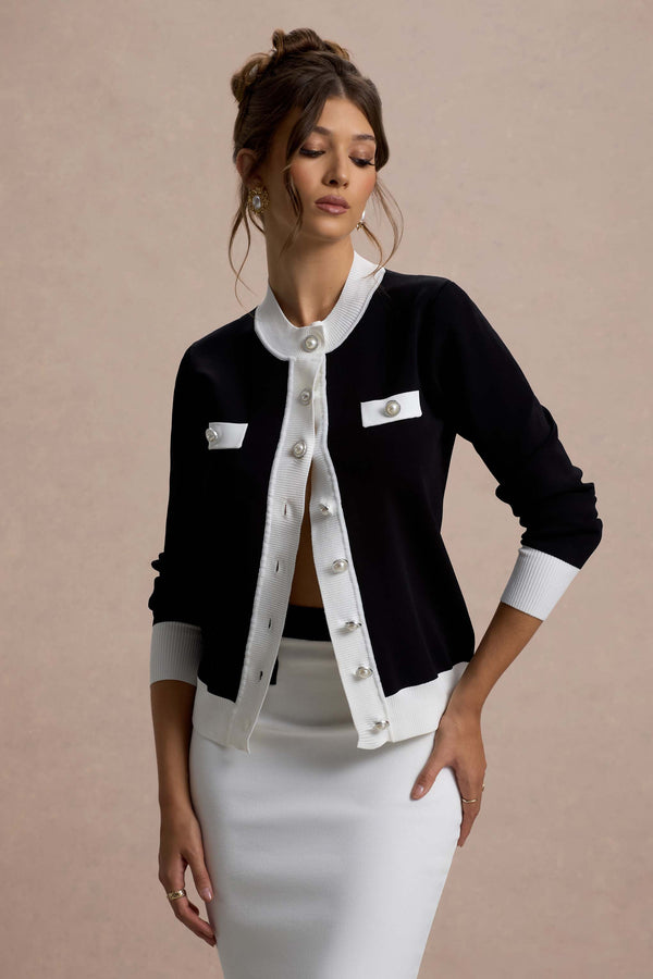 Club L Joelle Black & White Knit Cardigan