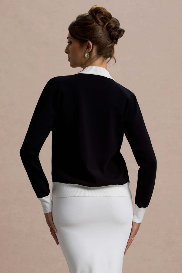 Club L Joelle Black & White Knit Cardigan