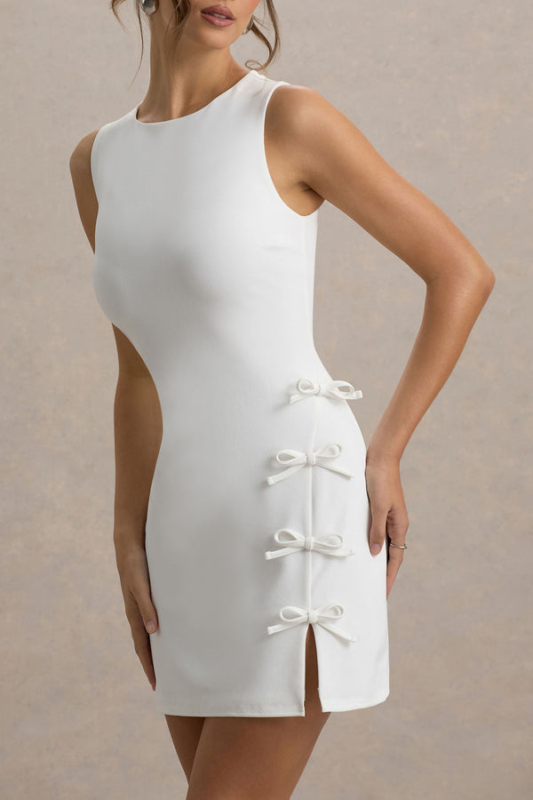 Club L Kalina White Mini Dress With Bow Detail