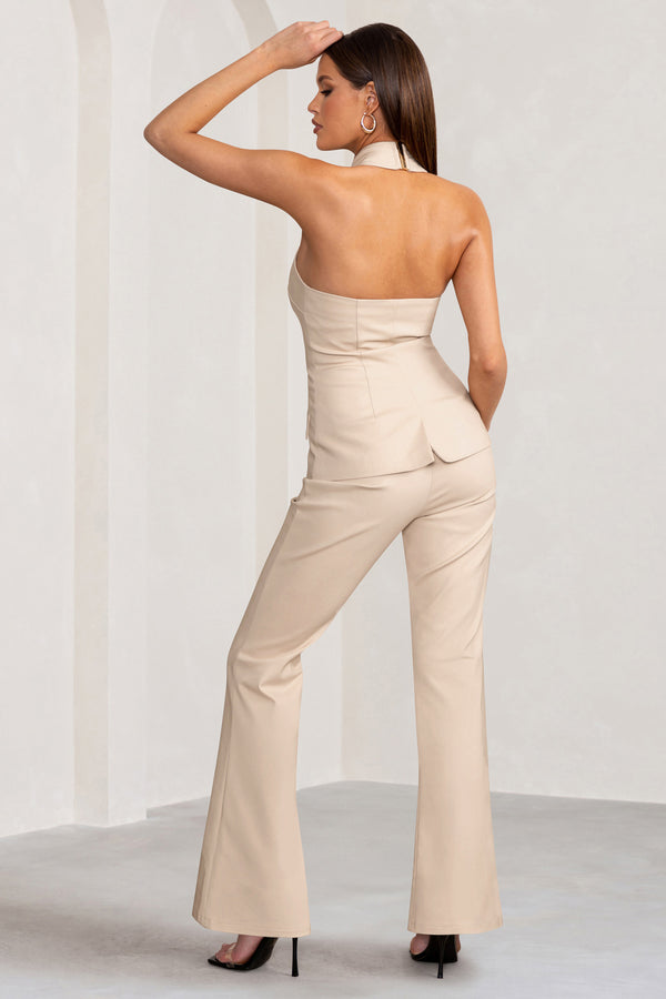Club L Kehlani Stone High Waist Wide Leg Trousers