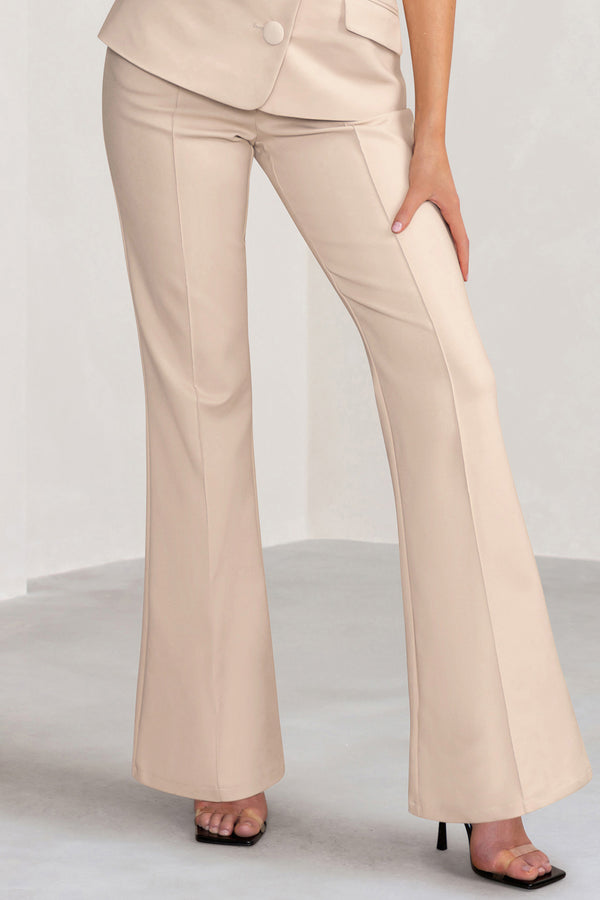 Club L Kehlani Stone High Waist Wide Leg Trousers