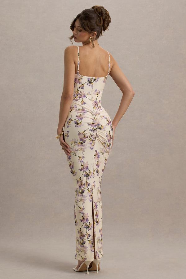 Club L Luz Lemon Floral Print Strappy Maxi Dress