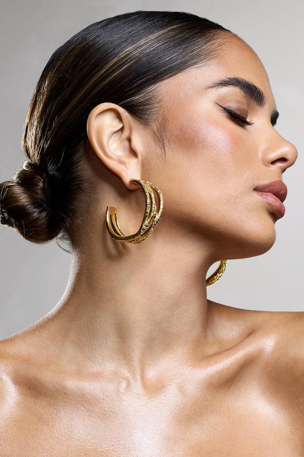 Club L Mambo Gold Layered Hoop Earrings