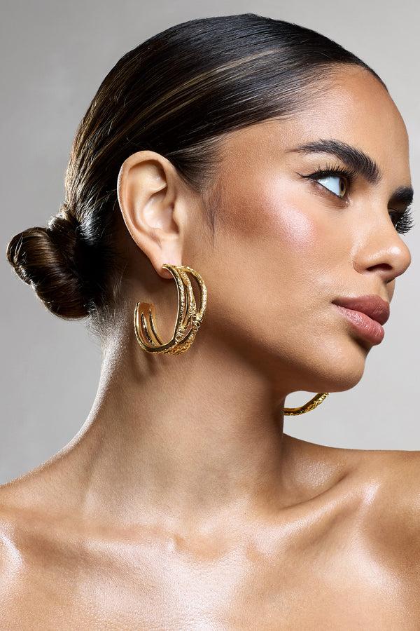Club L Mambo Gold Layered Hoop Earrings