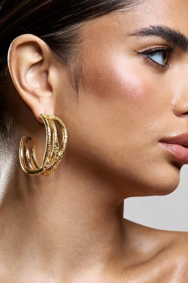 Club L Mambo Gold Layered Hoop Earrings